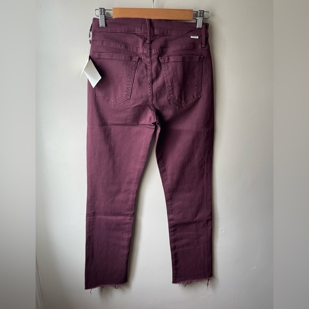 MOTHER Straight Leg Jeans in Burgundy - Picture 3 of 14